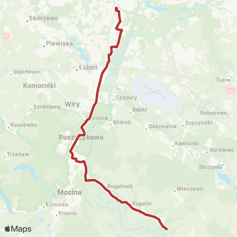 ZTM Poznań Żabinko - Poznań Główny|Poznań Główny - Żabinko map