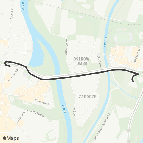 ZTM Poznań Małe Garbary - Rondo Śródka|Rondo Śródka - Małe Garbary map