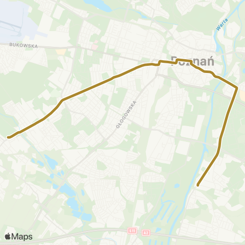 ZTM Poznań Junikowo - Starołęka PKM|Starołęka PKM - Junikowo map