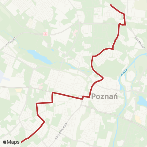 ZTM Poznań Łużycka - Os. Kopernika|Os. Kopernika - Łużycka map