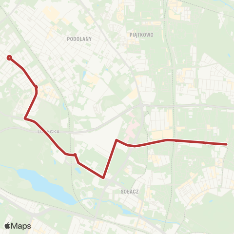ZTM Poznań Rondo Solidarności - Puszkina|Puszkina - Połabska map