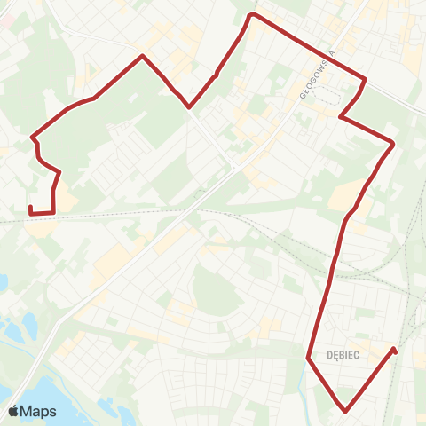 ZTM Poznań Dębiec PKM - Kacza|Kacza - Dębiec PKM map