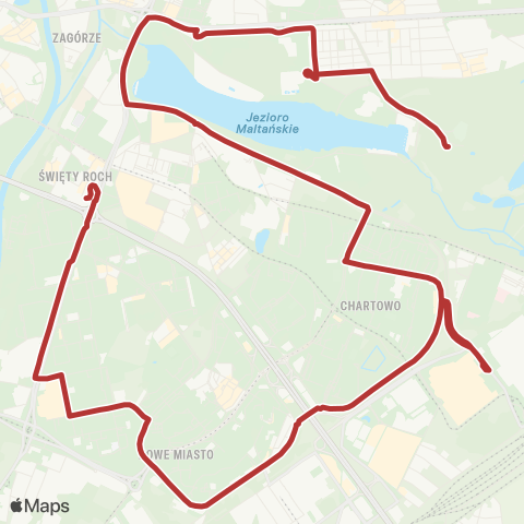 ZTM Poznań Rondo Rataje - Termy Maltańskie|Termy Maltańskie - Rondo Rataje map