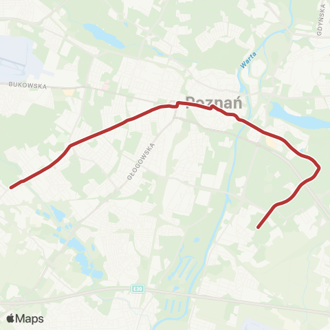 ZTM Poznań Unii Lubelskiej - Os. Sobieskiego|Os. Sobieskiego - Unii Lubelskiej map