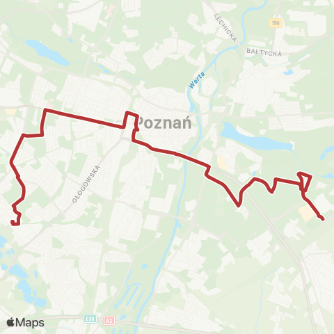 ZTM Poznań Szwajcarska Szpital - Kacza|Kacza - Szwajcarska Szpital map