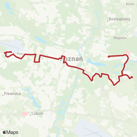 ZTM Poznań Mogileńska - Port Lotniczy Ławica|Port Lotniczy Ławica - Mogileńska map
