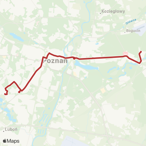 ZTM Poznań Kacza - Mogileńska|Mogileńska - Kacza map