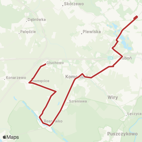 ZTM Poznań Górczyn PKM - Głuchowo Stawna|Głuchowo Stawna - Górczyn PKM map