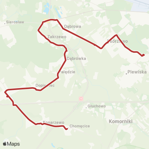 ZTM Poznań Dopiewo Dworzec Kolejowy - Junikowo|Junikowo - Dopiewo Dworzec Kolejowy map