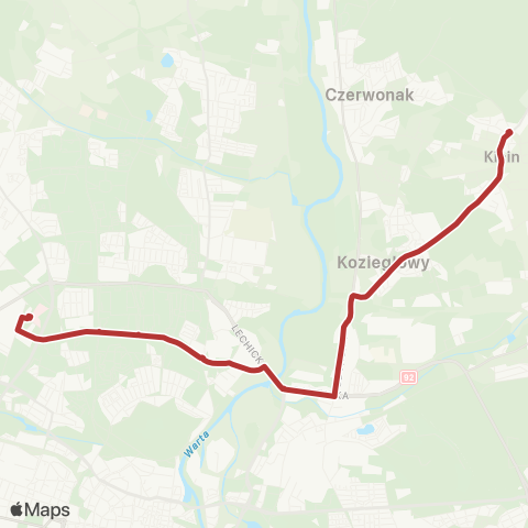 ZTM Poznań Kicin Pętla - Wrzoska Szpitale|Wrzoska Szpitale - Kicin Pętla map
