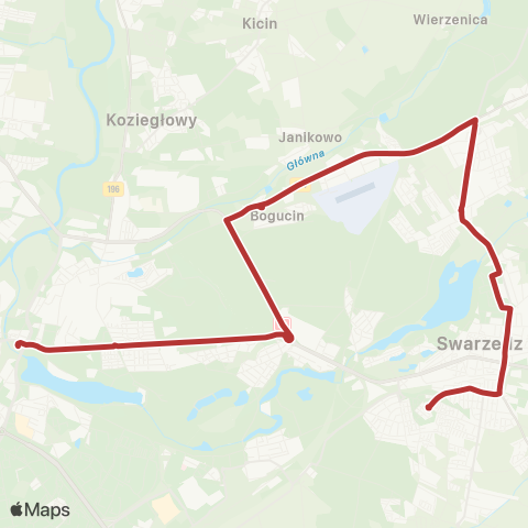 ZTM Poznań Rondo Śródka - Swarzędz Os. Raczyńskiego|Swarzędz Os. Raczyńskiego - Rondo Śródka map