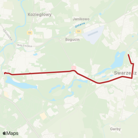 ZTM Poznań Rondo Śródka - Swarzędz Os. Kościuszkowców|Swarzędz Os. Kościuszkowców - Rondo Śródka map