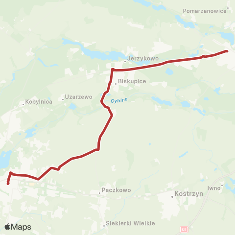 ZTM Poznań Pobiedziska Dworzec - Swarzędz Węzeł Przesiadkowy|Swarzędz Węzeł Przesiadkowy - Pobiedziska Dworzec map