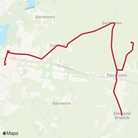 ZTM Poznań Siekierki Wielkie Kościół - Swarzędz Węzeł Przesiadkowy|Swarzędz Węzeł Przesiadkowy - Siekierki Wielkie Kościół map