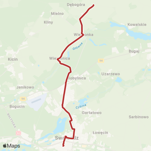 ZTM Poznań Karłowice Pętla - Kobylnica Węzeł|Kobylnica Węzeł - Karłowice Pętla map