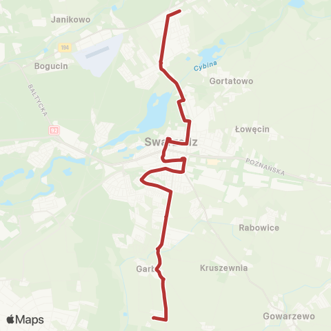 ZTM Poznań Kobylnica Stacja - Garby Małe Pętla|Garby Małe Pętla - Kobylnica Stacja map