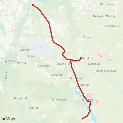 ZTM Poznań Rondo Rataje - Kórnik Bnin Osiedle|Kórnik Bnin Osiedle - Rondo Rataje map