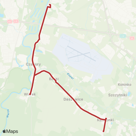 ZTM Poznań Kamionki Pętla - Starołęka PKM|Starołęka PKM - Kamionki Pętla map