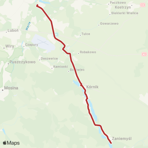 ZTM Poznań Rondo Rataje - Zaniemyśl Kościół|Zaniemyśl Kościół - Rondo Rataje map