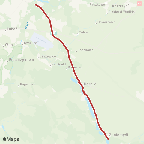 ZTM Poznań Zaniemyśl Kościół - Rondo Rataje map