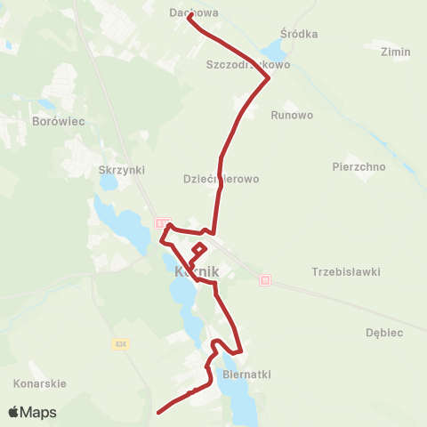 ZTM Poznań Szczodrzykowo Kórnik PKM - Błażejewo Os. Przylesie|Błażejewo Os. Przylesie - Szczodrzykowo Kórnik PKM map