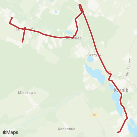 ZTM Poznań Kamionki Szkoła - Borówiec Dębowa|Borówiec Dębowa - Kamionki Szkoła map