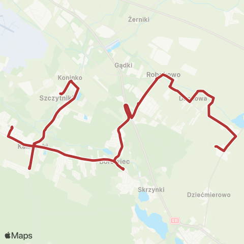 ZTM Poznań Kamionki Szkoła - Szczytniki Pętla|Kamionki Klonowa - Szczodrzykowo Szkoła map