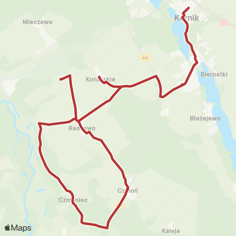 ZTM Poznań Kórnik Szkoła Nr 1 - Kórnik Szkoła Nr 1 map