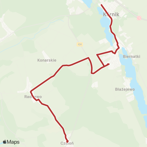 ZTM Poznań Kórnik Reja - Czmoń Świerkowa|Czmoń Świerkowa - Kórnik Reja map