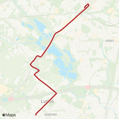 ZTM Poznań Luboń Żabikowo - Górczyn PKM|Górczyn PKM - Luboń Żabikowo map