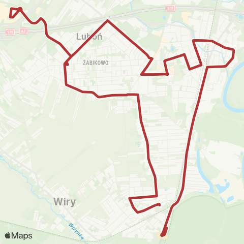 ZTM Poznań Luboń Kręta - Łęczyca Dworcowa|Łęczyca Dworcowa - Luboń Kręta map