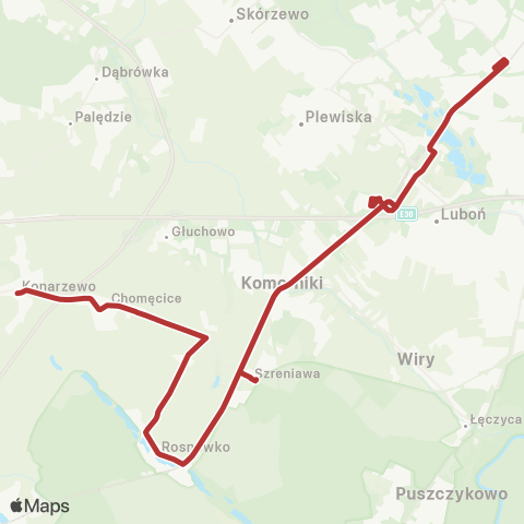 ZTM Poznań Górczyn PKM - Konarzewo Pętla|Konarzewo Pętla - Górczyn PKM map