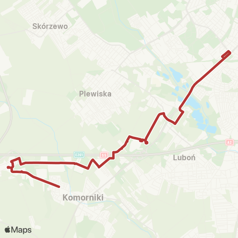 ZTM Poznań Górczyn PKM - Komorniki Topolowa|Komorniki Topolowa - Górczyn PKM map