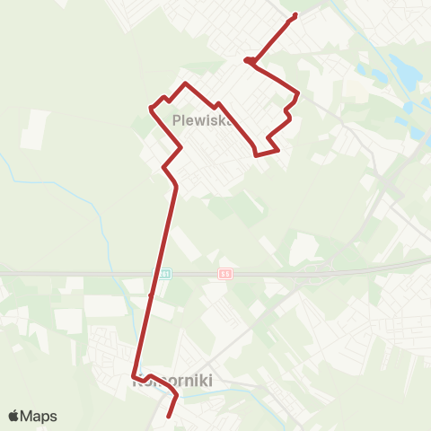 ZTM Poznań Junikowo - Komorniki Urząd Gminy|Komorniki Urząd Gminy - Junikowo map