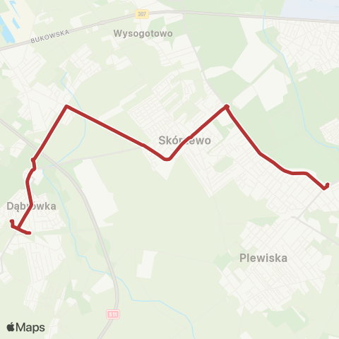 ZTM Poznań Palędzie Dworzec Kolejowy - Junikowo|Junikowo - Palędzie Dworzec Kolejowy map