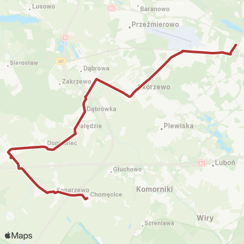 ZTM Poznań Palędzie Dworzec Kolejowy - Ogrody|Ogrody - Palędzie Dworzec Kolejowy map