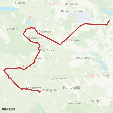 ZTM Poznań Dopiewo Dworzec Kolejowy - Ogrody|Ogrody - Dopiewo Dworzec Kolejowy map