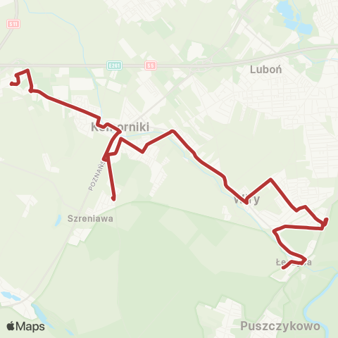 ZTM Poznań Głuchowo Stawna - Łęczyca Sosnowa|Łęczyca Sosnowa - Głuchowo Stawna map