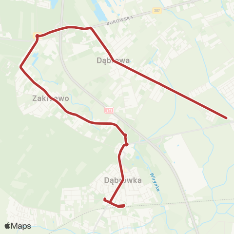 ZTM Poznań Dąbrowa Krótka - Dąbrówka Szkoła|Dąbrówka Szkoła - Dąbrowa Krótka map