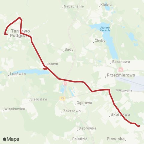 ZTM Poznań Junikowo - Tarnowo Pdg Termy|Tarnowo Pdg Termy - Junikowo map