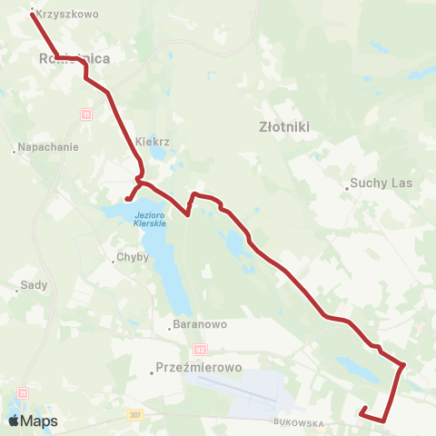 ZTM Poznań Ogrody - Krzyszkowo Pętla|Krzyszkowo Pętla - Ogrody map