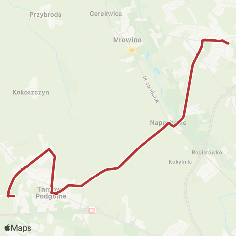 ZTM Poznań Rokietnica Węzeł Przesiadkowy - Tarnowo Pdg Termy|Tarnowo Pdg Termy - Rokietnica Węzeł Przesiadkowy map