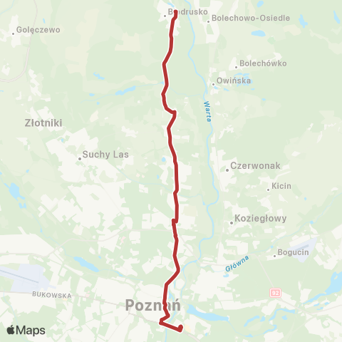 ZTM Poznań Biedrusko Park - Rondo Rataje|Biedrusko Park - Rondo Rataje|Rondo Rataje - Biedrusko Park map