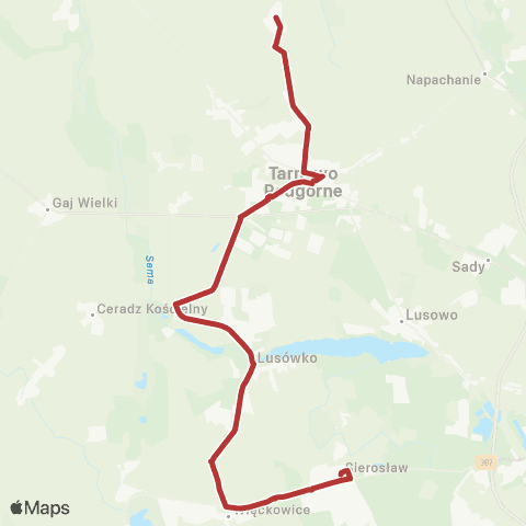 ZTM Poznań Sierosław Dworska - Kokoszczyn Pętla / Kokoszczyn Pętla - Sierosław Dworska map