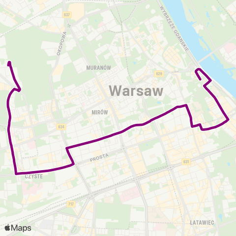 ZTM Warszawa Mariensztat – Ostroroga map