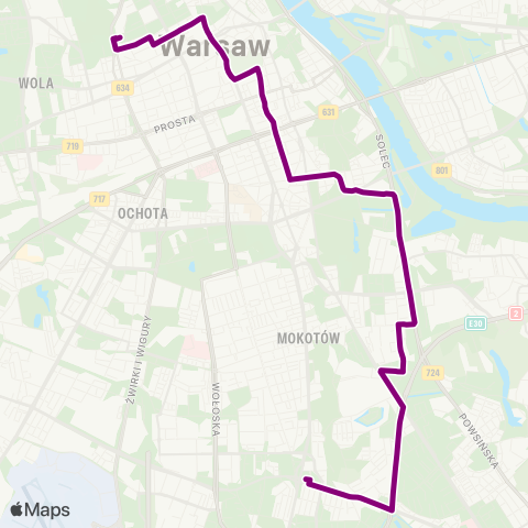 ZTM Warszawa Esperanto – Metro Wilanowska map