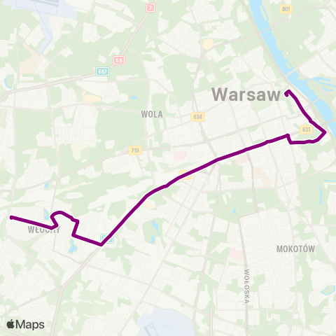 ZTM Warszawa Browarna – Nowe Włochy map