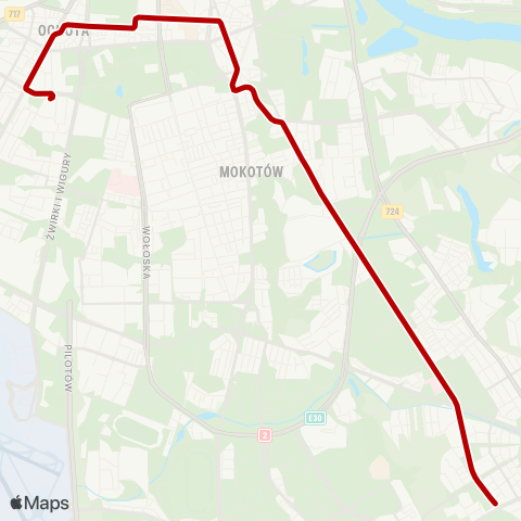 ZTM Warszawa Banacha – Miasteczko Wilanów map