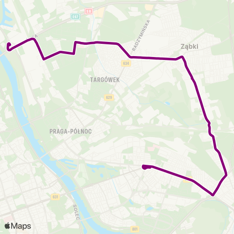 ZTM Warszawa Wiatraczna – Żerań FSO map