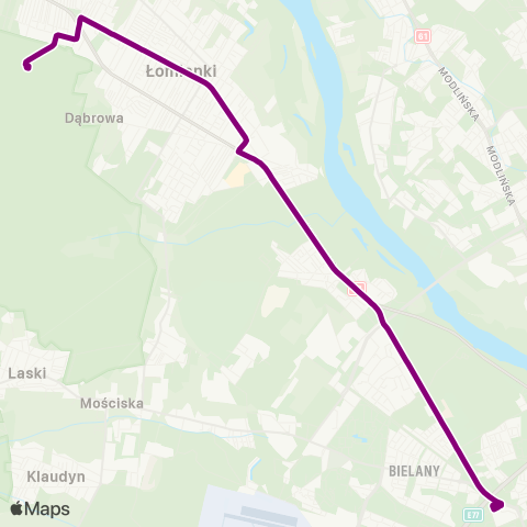 ZTM Warszawa Dziekanów Leśny – Metro Młociny map